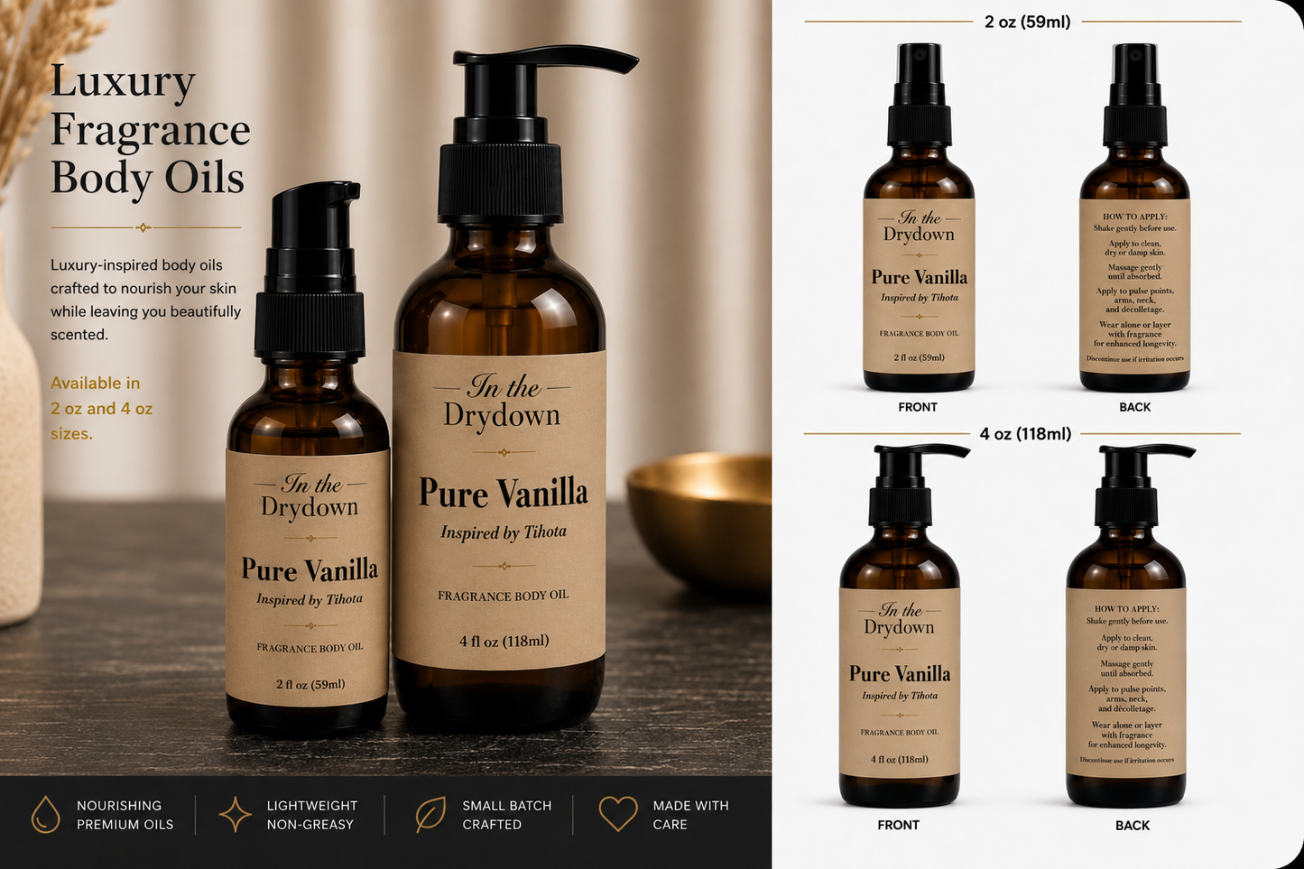 Pure Vanilla Body Oil | Inspired by Tihota